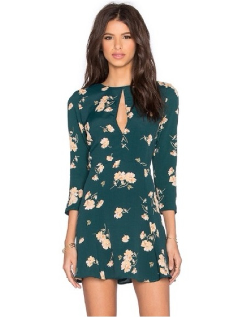 Privacy Please Revolve Floral Mini Dress Keyhole 3/4 Sleeve Revolve Women’s M